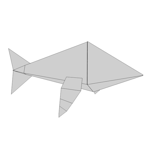 paper whale 3d model - origami animal8 by bescec